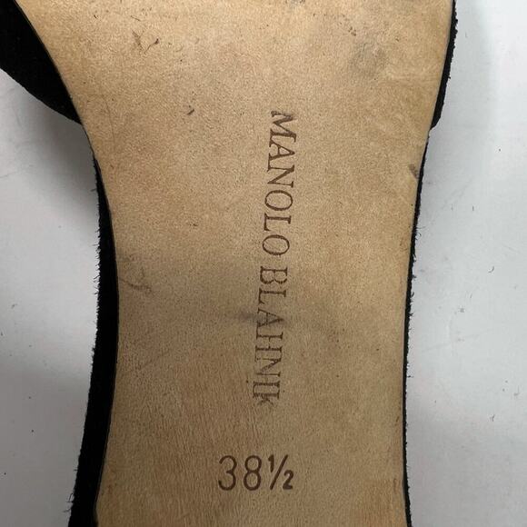 Vintage Manolo Blahnik Black Suede Peep‑Toe Pumps EU 38½ / US 8.5 - Picture 7 of 9